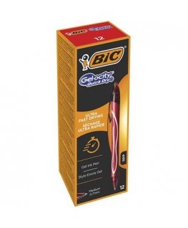 BIC Gel-ocity Quick Dry Punane Külgeriputatav sissetõmmatav pastapliiats Keskmine 12 tk