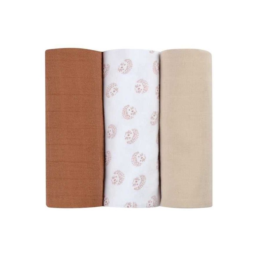 BEABA COTTON 3 PCS. DIAPER SET, HEDGEHOG