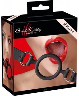 Bad Kitty - Juodas Silikonowy Knebel Otwarty