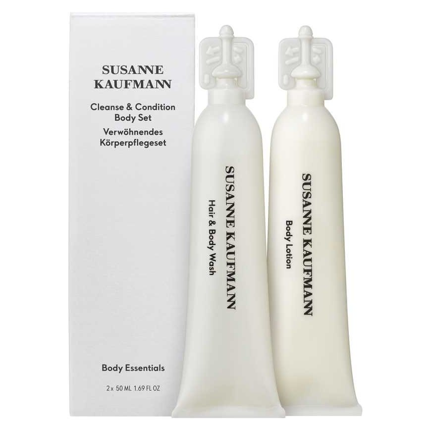 Cleanse & Condition Set Susanne Kaufmann: Kūno prausiklis & Scrubs, Dušo želė & Šampūnas 2-In-1, Paraben-Free, 50 ml + Body Loti