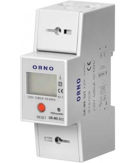 Orno 1 fazės elektros suvartojimo indikatorius, 80A, MID, RS485, papildomas indikatorius, impulsų išvestis, RESET mygtukas, 2 mo