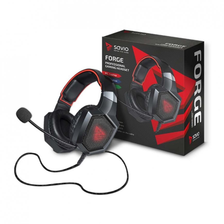 Savio SAVGH-FORGE headphones/headset Wired Ear-hook Gaming Black, Red – 2