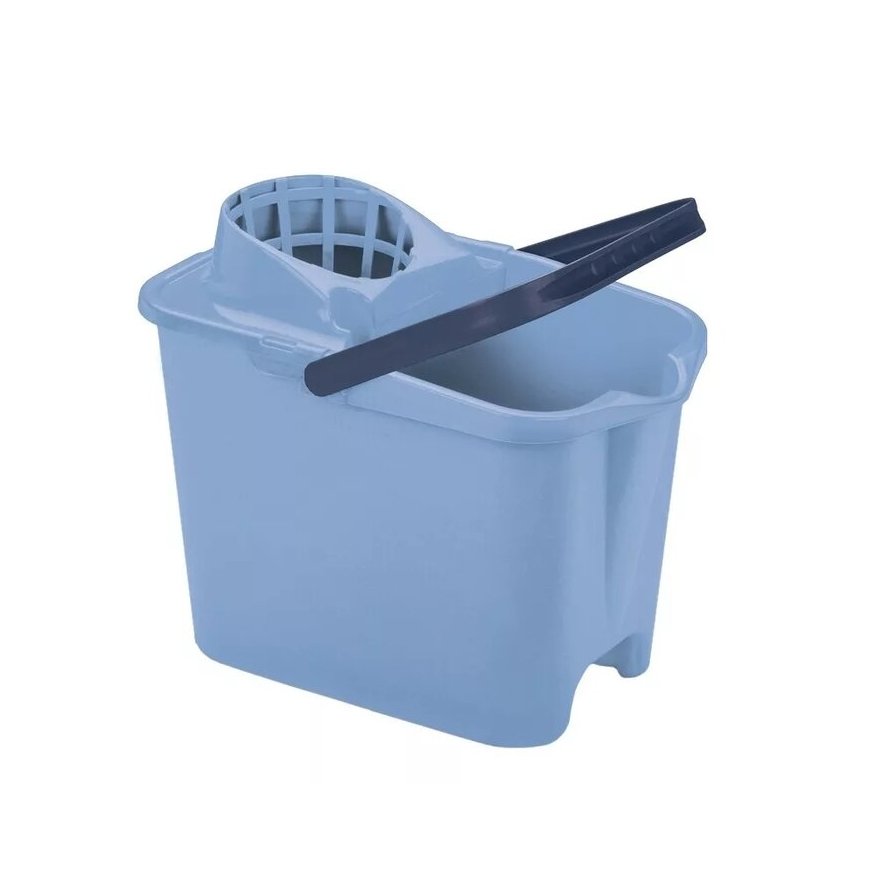 Rectangular bucket 12L with push button blue