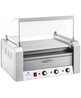 Roller roll grill with lid and heating drawer for buns 16 HotDog sausages 2200W 230V Royal Catering