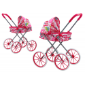 Lean Toys Doll Stroller Large Wheels Foldable Pink Patterns