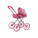 Lean Toys Doll Stroller Large Wheels Foldable Rožinė Patterns Lean Toys Doll Stroller Large Wheels Foldable Rožinė Patterns