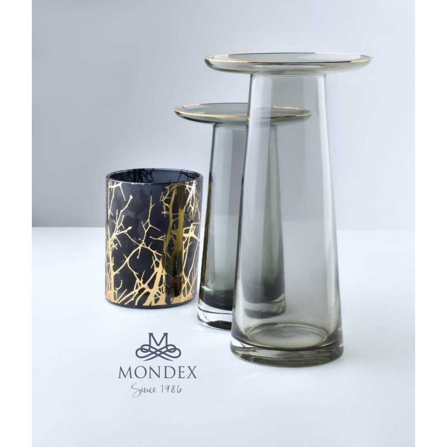 Mondeks SERENITE vase h:20cm - gray with gold – 2