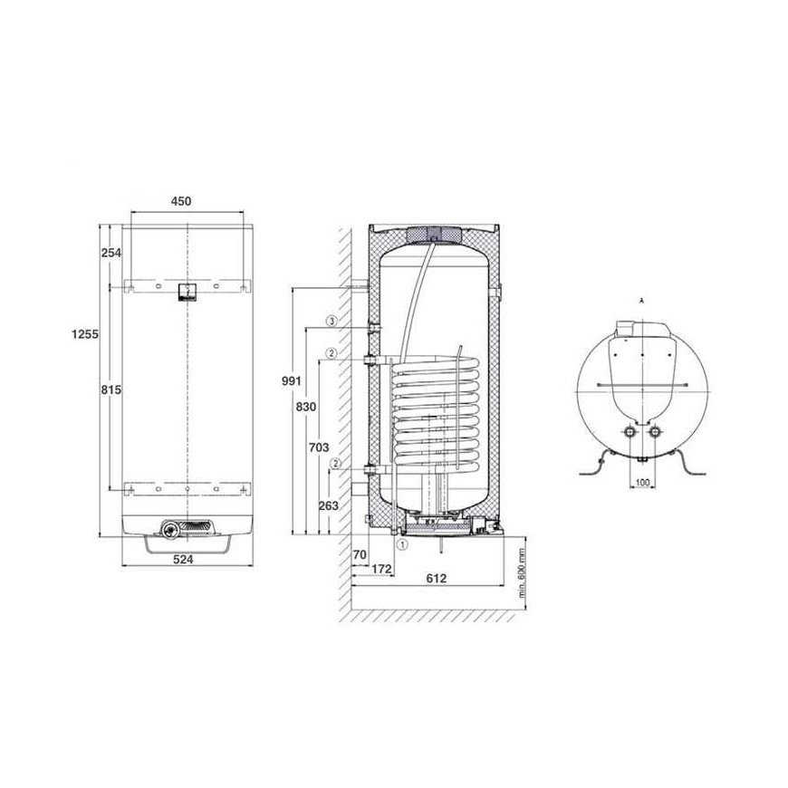 Combined water heater DRAŽICE OKC 160/1m², 147 l