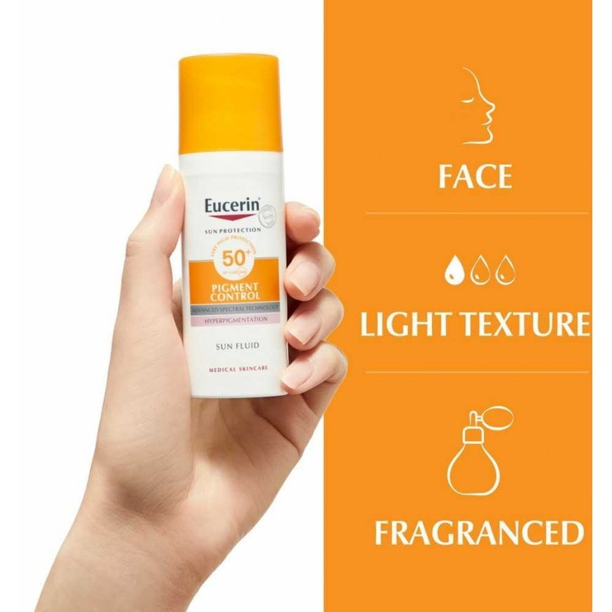 Eucerin Sun Face Pigment Control Fluid SPF 50+ Tinted Light fluidas nuo saulės ir hiperpigmentacijos, 50 ml