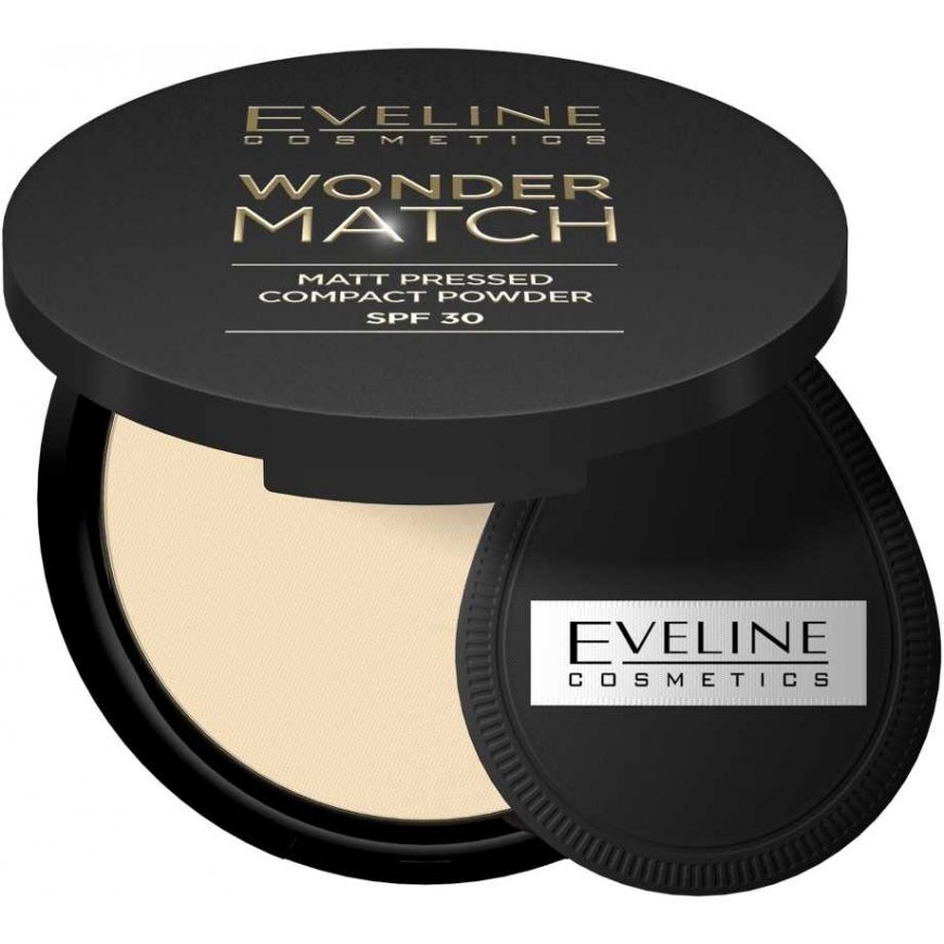 Eveline Cosmetics Wonder Match matinė puder prasowany su filtrem ochronnym SPF30 01 Light rusvai gelsvas 8g