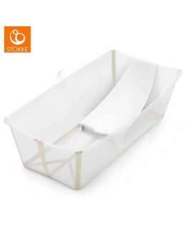 Stokke Flexi Bath - collapsible wanienka dziecięca X-Large, set with insert | Sandy brownish yellow