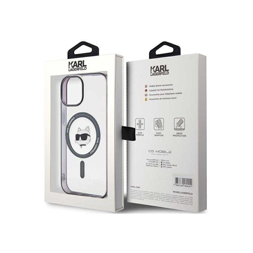Karl Lagerfeld KLHMP15SHCHNOTK iPhone 15 6.1" Clear Hard Case IML Choupette's Head MagSafe – 3