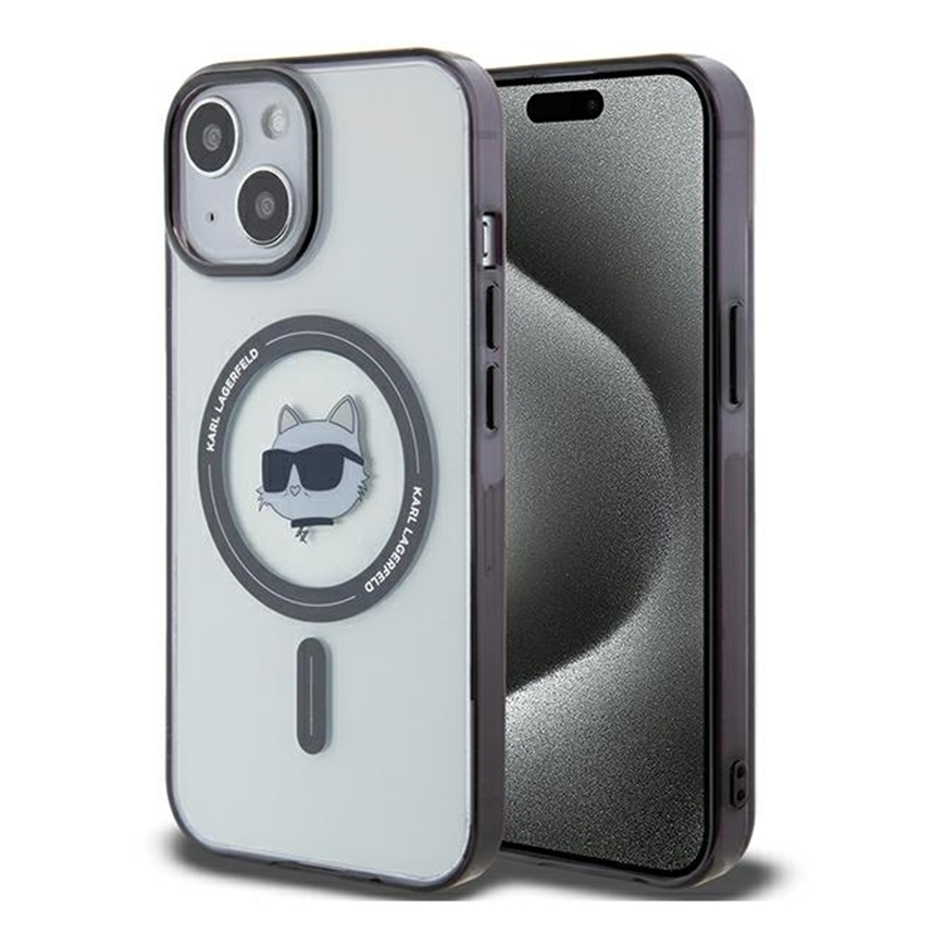 Karl Lagerfeld KLHMP15SHCHNOTK iPhone 15 6.1" Clear Hard Case IML Choupette's Head MagSafe – 4