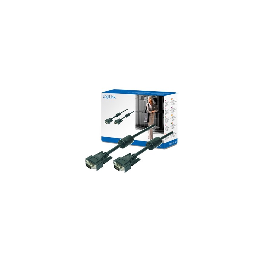 LogiLink CV0017 VGA-kaapeli 15 m VGA (D-Sub) Musta