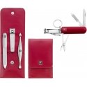 Rinkinys kelioninis Zwilling Twinox – skórzane etui, 4 elementy - Raudona Rinkinys kelioninis Zwilling Twinox – skórzane etui, 4 elementy - Raudona
