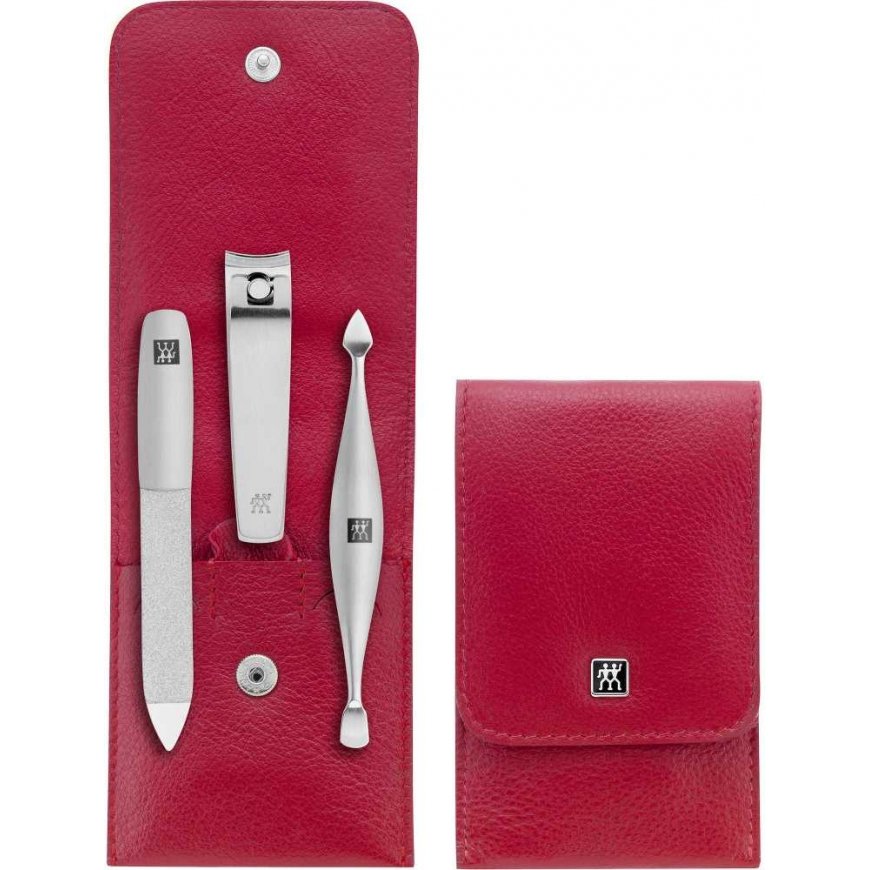 Travel set Zwilling Twinox - skórzane etui, 4 elements - Red – 3