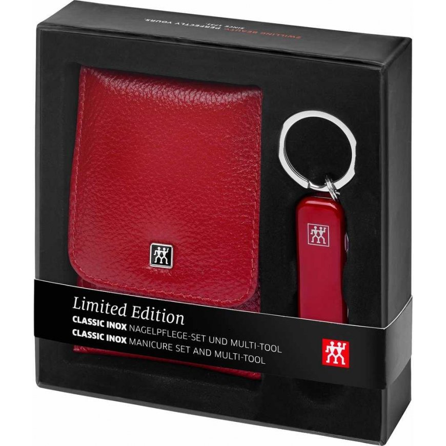 Travel set Zwilling Twinox - skórzane etui, 4 elements - Red – 4