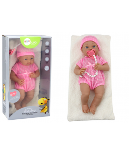 Lean Toys Baby doll in pink clothes, hat, pacifier, and blanket