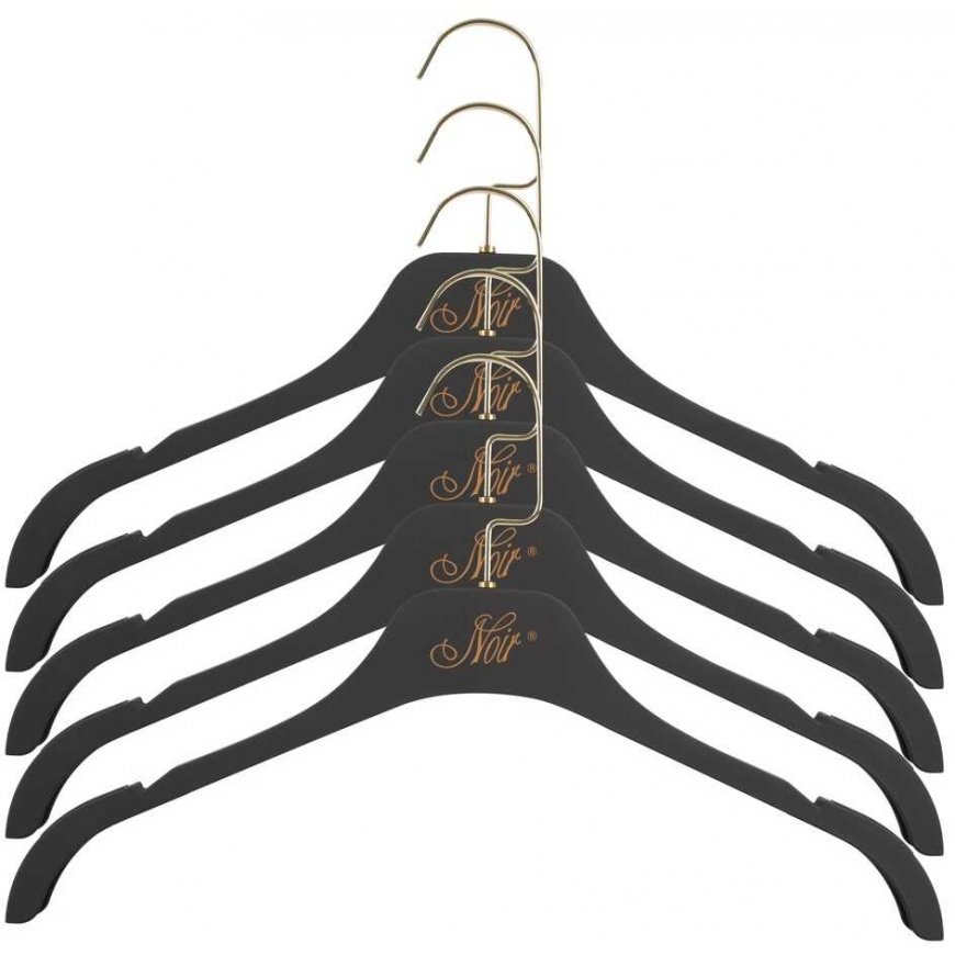 Noir - Black Matowy Wieszak Ze Złotym Napisem Noir 5 pcs