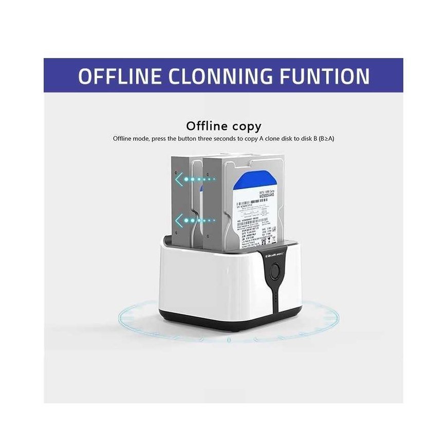 Stationary computer Qoltec Docking station for drives hdd ssd 2.5" 3.5" | sata iii | usb 3.0 | super speed 5gb/s | with offline – 2