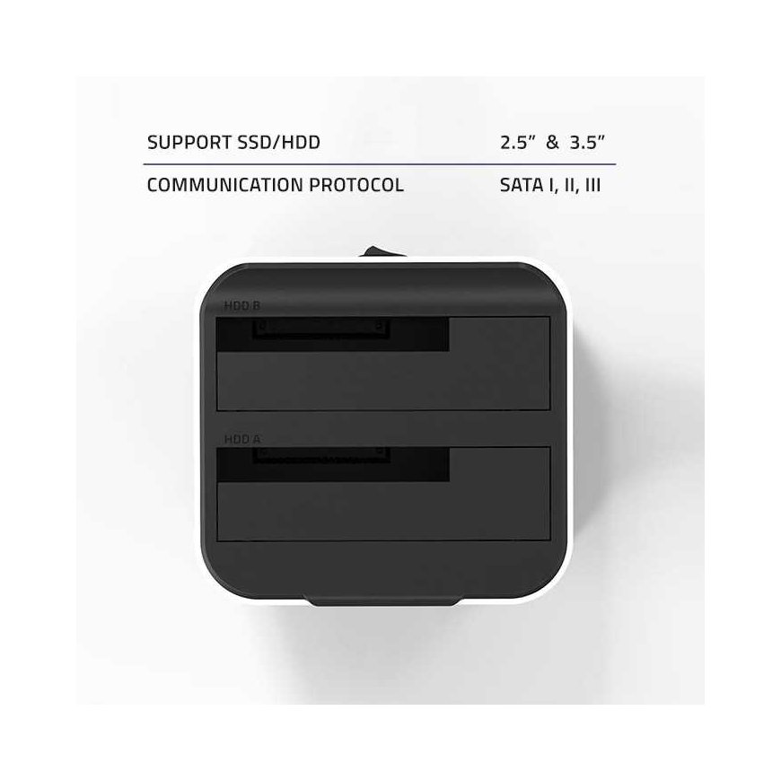 Stationary computer Qoltec Docking station for drives hdd ssd 2.5" 3.5" | sata iii | usb 3.0 | super speed 5gb/s | with offline – 5