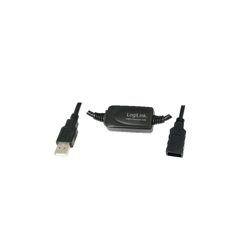 LogiLink 10m USB - USB 2.0 M/F USB kabelis USB A Melns