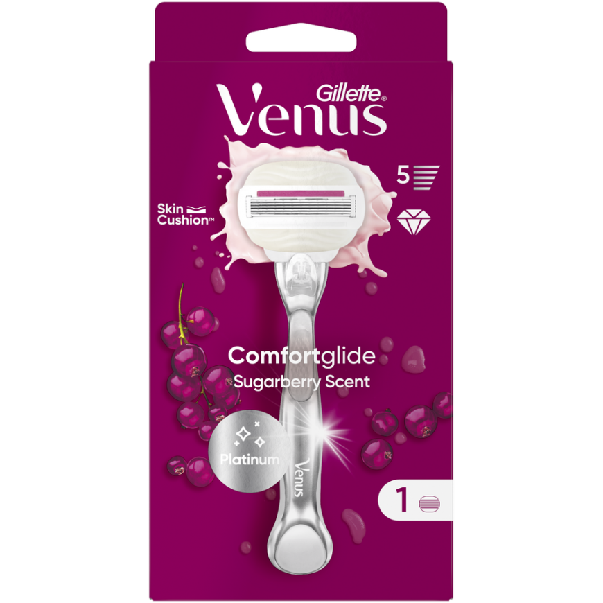 Gillette Venus ComfortGlide Sugarberry Skustuvas + Galvutė 1 vnt.