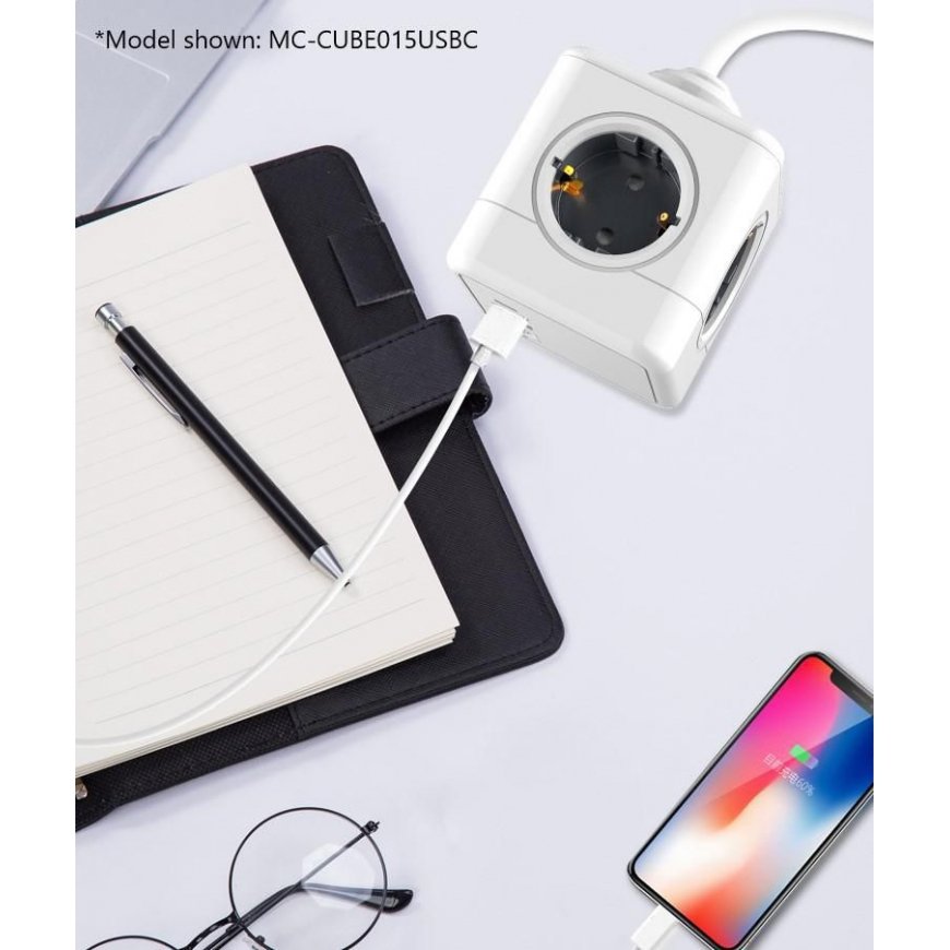 Microconnect MC-CUBE015USBC elektros tinklo ilgintuvas 1,5 m 4 AC išvestis(ys / čių) Vidaus Balta – 3
