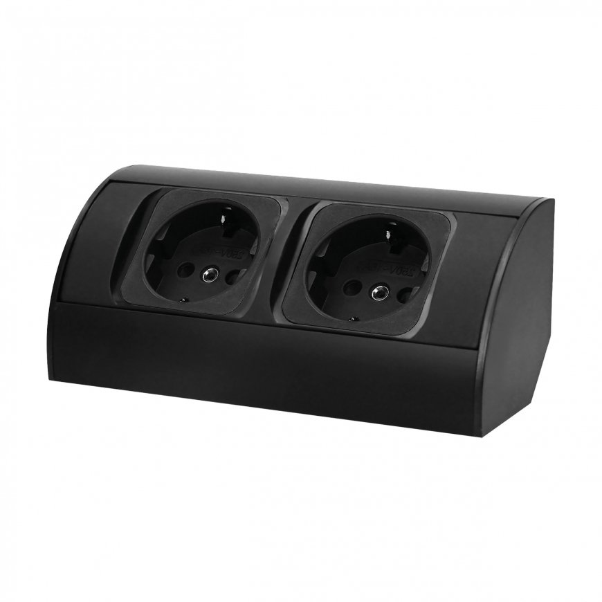 Orno Furniture socket without switch, 2x2P+E (Schuko), black