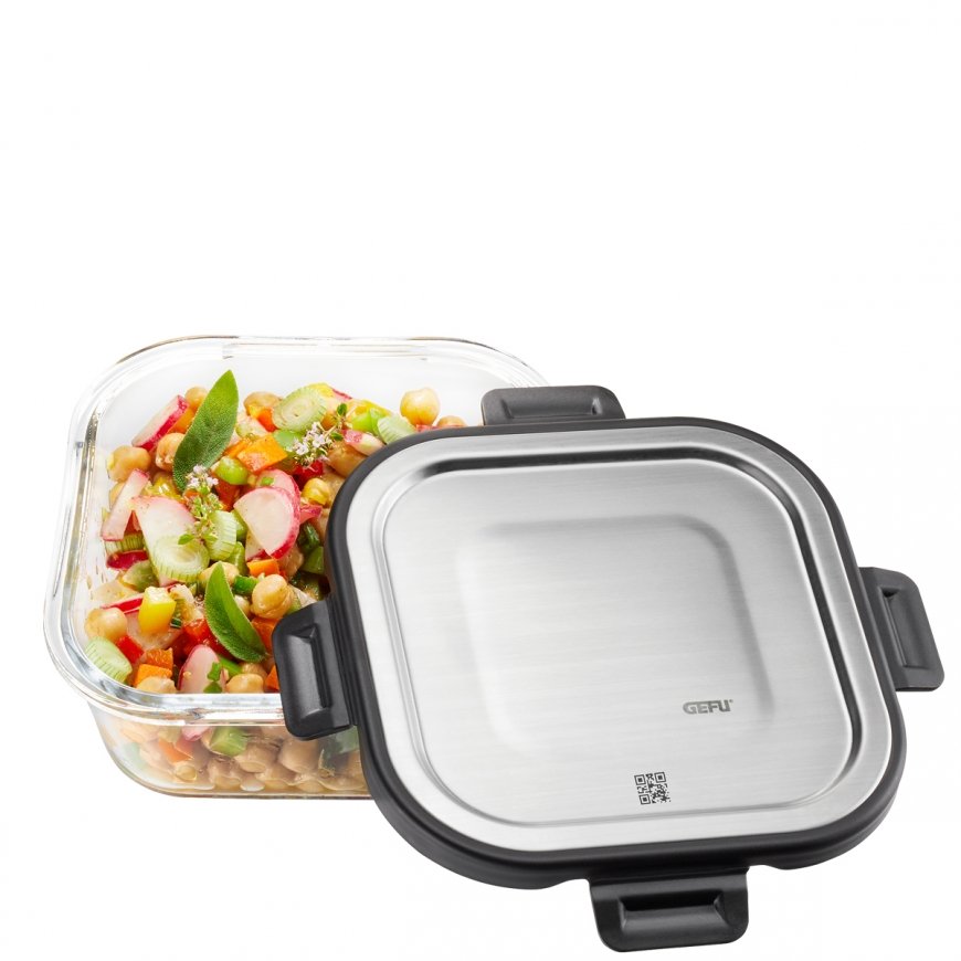 GEFU 12757 pārtikas uzglabāšanas konteiners Kvadrāts 0,8 L Melns, Caurspīdīgs 1 pcs