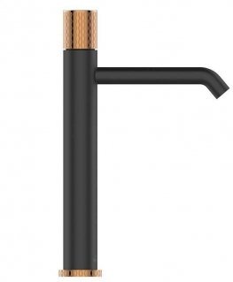 Invena Tall washbasin mixer BU-78-W14-V black, gold sp.
