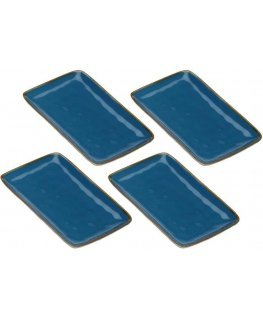 Rose&Tulipani Set of 4 rectangular Concerto Blu Avio - Granatowy, 20 x 13 cm