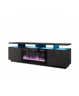Cama RTV EVA cabinet with electric fireplace 180x40x52 cm graphite/glossy graphite