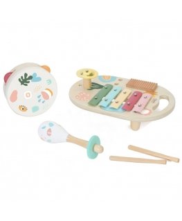 Children's set of musical instruments. cymbals, rattles, drums and sticks CLASSIC WORLD