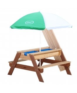 AXI Nick Sand & Water Picnic Table Brown with Umbrella Smilšu un ūdens galds