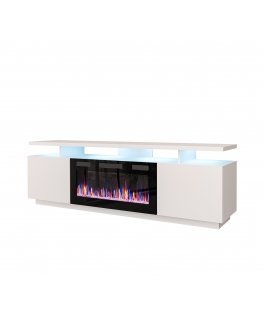 Cama RTV EVA cabinet with electric fireplace 180x40x52 cm white/gloss white