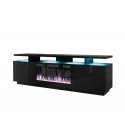 Cama RTV EVA cabinet with electric fireplace 180x40x52 cm black/gloss black