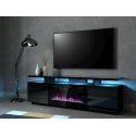 Cama RTV EVA cabinet with electric fireplace 180x40x52 cm black/gloss black