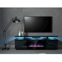 Cama RTV EVA cabinet with electric fireplace 180x40x52 cm black/gloss black