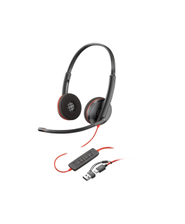 Poly Blackwire 3220 Stereo USB-C Black Headset +USB-C/A Adapter
