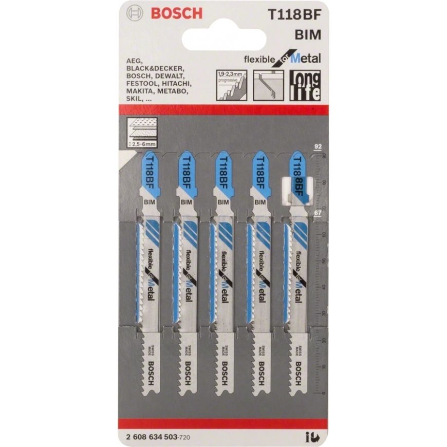 Bosch 2608634503 Tiesinio pjūklo geležtė Bimetalis 5 vnt – 2