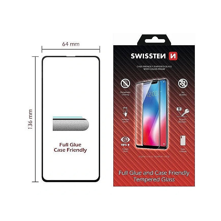 Swissten Full Face 5D Tempered Glass