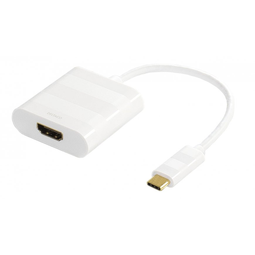 Deltaco USBC-HDMI1 video kabeļu aksesuārs 0,1 m USB Veids-C HDMI Balts