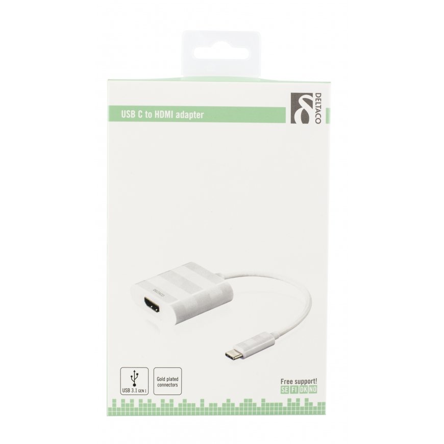 Deltaco USBC-HDMI1 video cable adapter 0.1 m USB Type-C HDMI White – 2