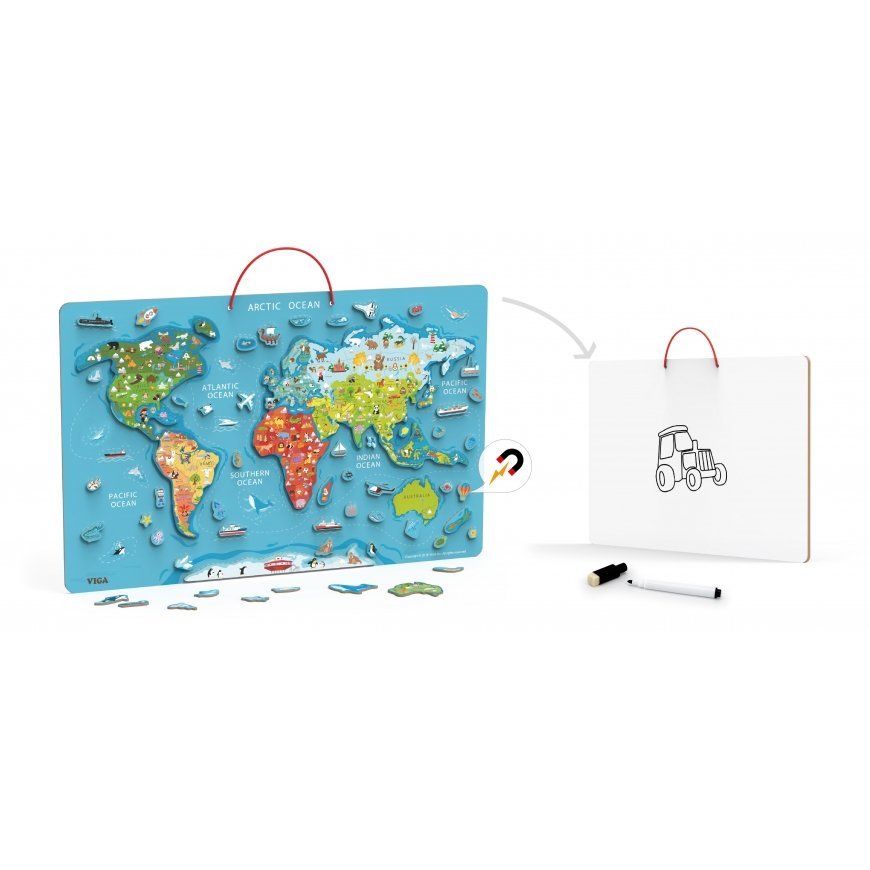 Viga Toys Educational/drawing hanging board with magnetic world map and accessories 106 pcs Viga – 3