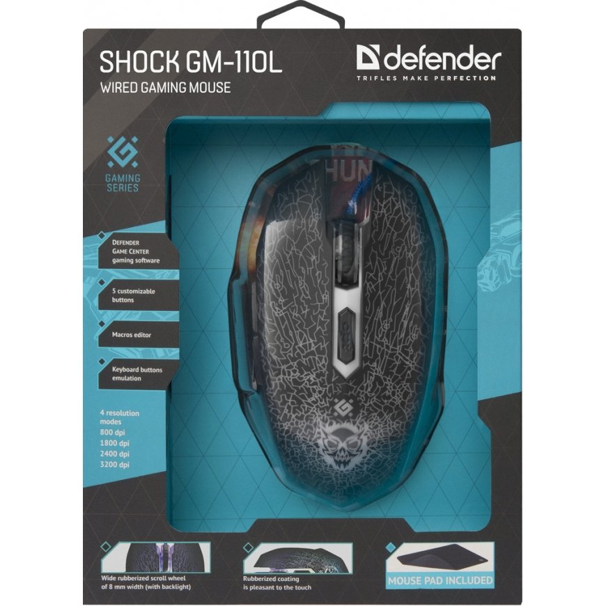 Defender GM-110L mouse Right-hand USB Type-A Optical 3200 DPI – 5