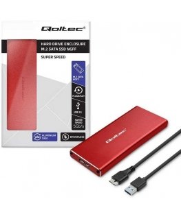Qoltec Obudowa | kieszeń na disk M.2 SSD | SATA | NGFF | USB 3.0 | Superspeed 5Gb/s | 2TB | Czerwona