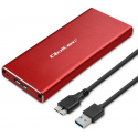 Qoltec Obudowa | kieszeń na dysk M.2 SSD | SATA | NGFF | USB 3.0 | Superspeed 5Gb/s | 2TB | Czerwona