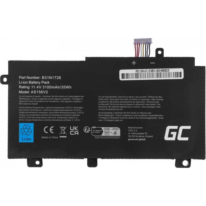 Battery Green Cell B31N1726 for Asus TUF Gaming FX504 FX504G FX505 FX505D FX505G A15 FA506 A17 FA706 – 3