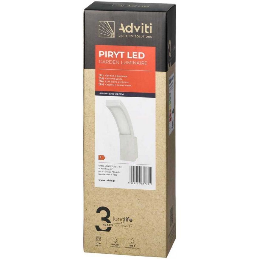 Sieninis šviestuvas Orno PIRYT LED 10W, sodo šviestuvas 800lm, IP54, 4000K, baltas – 2